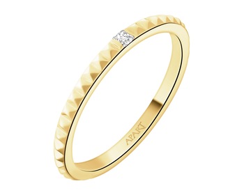14 K Yellow Gold Ring with Diamond - 0,02 ct - fineness 14 K
