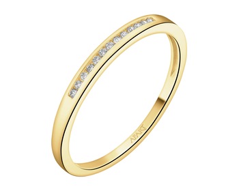 14 K Yellow Gold Ring with Diamonds - 0,05 ct - fineness 14 K