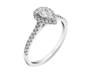 18 K Rhodium-Plated White Gold Ring - 0,70 ct - fineness 18 K