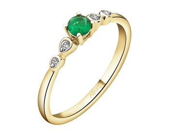 9 K Rhodium-Plated Yellow Gold Ring - fineness 9 K