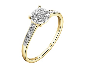 585 Yellow And White Gold Plated Ring with Diamonds - 0,18 ct - fineness 585