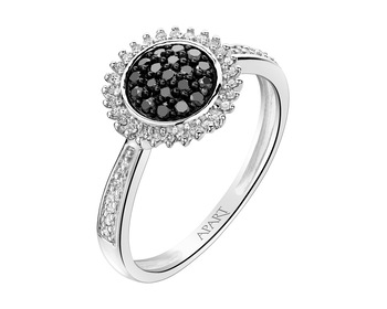 14 K Rhodium-Plated White Gold Ring - 0,27 ct - fineness 14 K