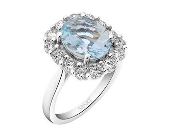 14 K Rhodium-Plated White Gold Ring - fineness 14 K