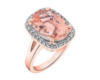 14 K Rhodium Plated Rose Gold Ring - fineness 14 K