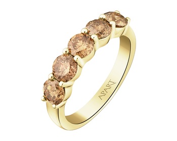14 K Yellow Gold Ring with Diamonds - 1,49 ct - fineness 14 K