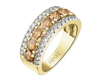 14 K Rhodium-Plated Yellow Gold Ring - 1,65 ct - fineness 14 K