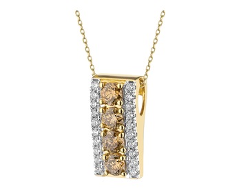 14 K Rhodium-Plated Yellow Gold Pendant - 0,96 ct - fineness 14 K