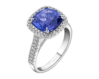 18 K Rhodium-Plated White Gold Ring - fineness 18 K