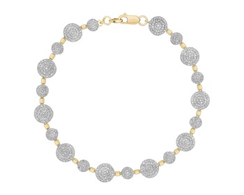 14 K Rhodium-Plated Yellow Gold Bracelet with Diamonds - 0,95 ct - fineness 14 K