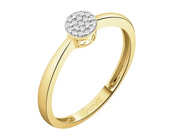 14ct Yellow Gold Ring with Diamonds - 0,06 ct - fineness 18 K