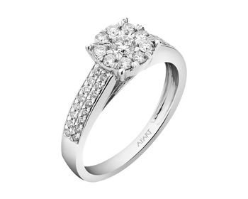 14 K Rhodium-Plated White Gold Ring with Diamonds - 0,50 ct - fineness 14 K