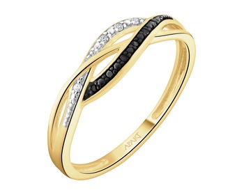 14 K Yellow Gold Vermeil And Ruthenium Plated Ring - 0,02 ct - fineness 14 K