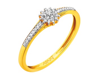 Yellow gold diamond ring - 0,09 ct - fineness 14 K