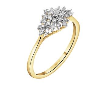14 K Rhodium-Plated Yellow Gold Ring  - 0,25 ct - fineness 14 K