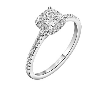 18 K Rhodium-Plated White Gold Ring - 1,00 ct - fineness 18 K