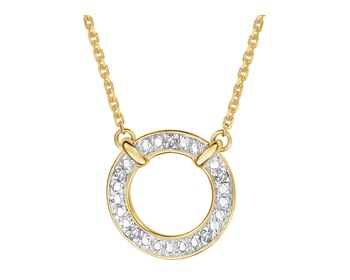 9 K Rhodium-Plated Yellow Gold Necklace with Diamonds - 0,02 ct - fineness 9 K