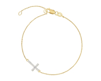 9 K Rhodium-Plated Yellow Gold Bracelet with Diamond - 0,003 ct - fineness 9 K