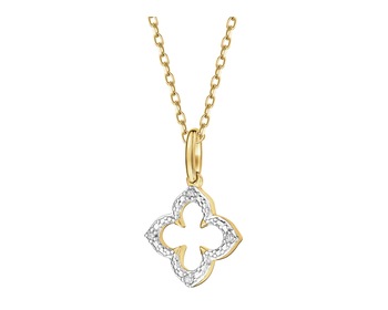 9 K Rhodium-Plated Yellow Gold Pendant with Diamonds - 0,01 ct - fineness 9 K