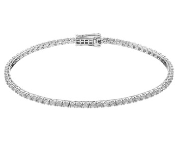 18 K Rhodium-Plated White Gold Tennis Bracelet with Diamonds - 2,00 ct - fineness 18 K
