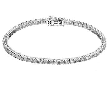 18 K Rhodium-Plated White Gold Tennis Bracelet with Diamonds - 3,40 ct - fineness 18 K