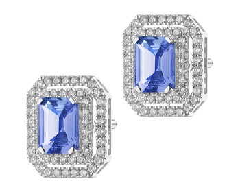 18 K Rhodium-Plated White Gold Earrings  - fineness 18 K