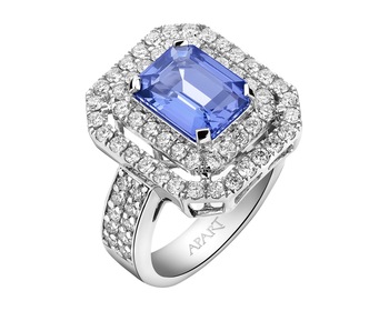 18 K Rhodium-Plated White Gold Ring - fineness 18 K