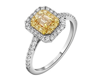 585 Rhodium-Plated White Gold, Yellow Gold Ring - 0,68 ct - fineness 585