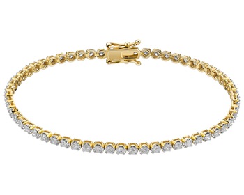 14 K Rhodium-Plated Yellow Gold Tennis Bracelet with Diamonds - 1,00 ct - fineness 14 K