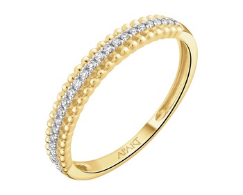 9 K Rhodium-Plated Yellow Gold Ring with Diamonds - 0,06 ct - fineness 14 K