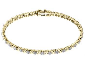 14 K Rhodium-Plated Yellow Gold Bracelet with Diamonds - 1,05 ct - fineness 14 K