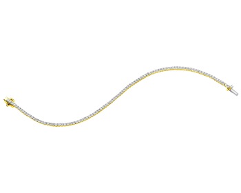 14 K Rhodium-Plated Yellow Gold Tennis Bracelet with Diamonds - 2,00 ct - fineness 14 K