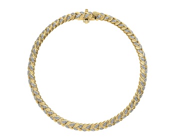 14 K Rhodium-Plated Yellow Gold Bracelet with Diamonds - 0,47 ct - fineness 14 K