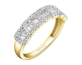 14 K Rhodium-Plated Yellow Gold Ring - 0,49 ct - fineness 14 K