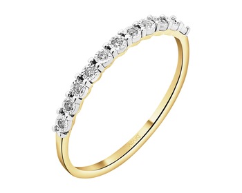 585 Yellow And White Gold Plated Ring with Diamonds - 0,04 ct - fineness 585
