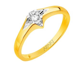14ct Yellow Gold Ring with Diamond - 0,12 ct - fineness 14 K