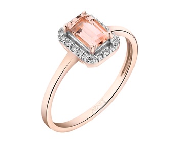 14 K Rhodium Plated Rose Gold Ring - fineness 14 K
