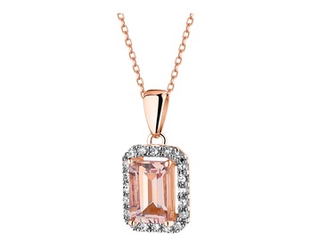 14 K Rhodium Plated Rose Gold Pendant - fineness 14 K