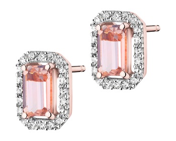 14 K Rhodium Plated Rose Gold Earrings - fineness 14 K