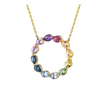 9 K Rhodium-Plated Yellow Gold Necklace with Diamond - fineness 9 K