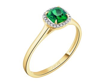 9 K Rhodium-Plated Yellow Gold Ring - fineness 9 K