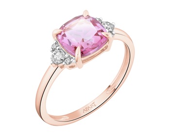 14 K Rhodium Plated Rose Gold Ring - fineness 14 K