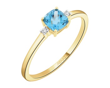 9 K Rhodium-Plated Yellow Gold Ring - fineness 9 K