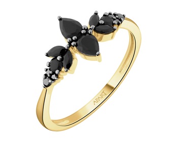 585 Yellow Gold Ruthenium-Plated Ring - fineness 585