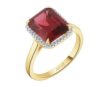 14 K Rhodium-Plated Yellow Gold Ring - fineness 14 K