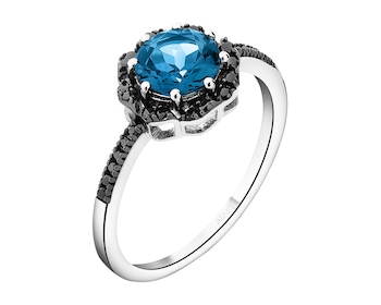 14 K Rhodium-Plated Yellow Gold Ring - fineness 14 K