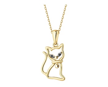 14 K Rhodium-Plated Yellow Gold Necklace with Diamonds - 0,006 ct - fineness 9 K