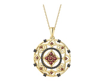 14 K Rhodium-Plated Yellow Gold Necklace with Diamonds - fineness 14 K