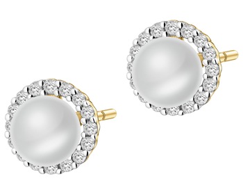 14 K Rhodium-Plated Yellow Gold Necklace with Diamonds - fineness 14 K