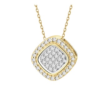 14 K Rhodium-Plated Yellow Gold Pendant with Diamonds - 0,12 ct - fineness 14 K