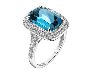 14 K Rhodium-Plated White Gold Ring - fineness 14 K